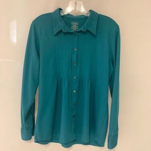 LL Bean Long Sleeve Turquoise Shirt